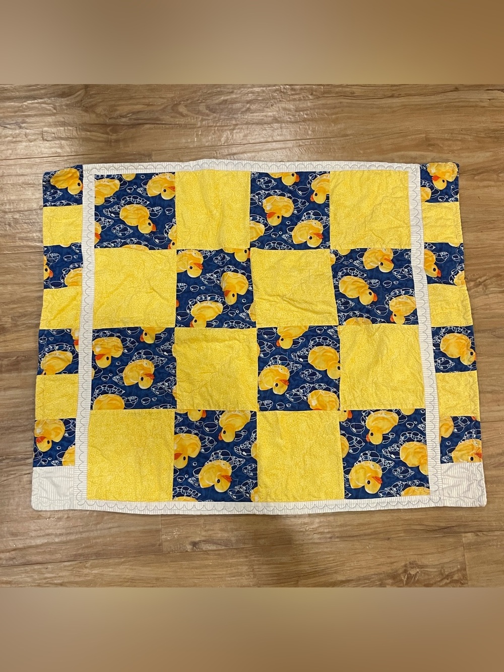 Handmade Baby Quilt Rubber Duck Yellow Quilts For Kids Blanket 25" x 32”